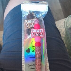 Howdy Fall Beaded Keychain - Pink and Red